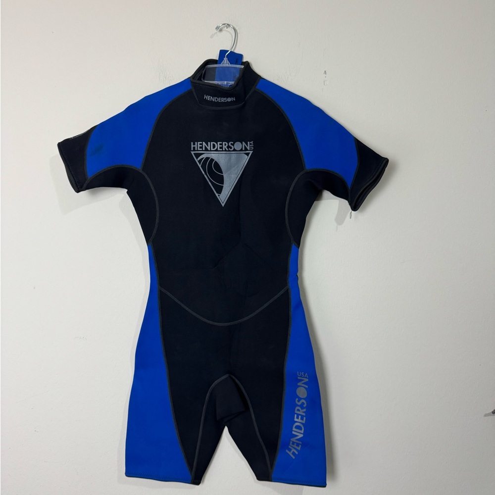 Men's Blue and Black Shorty Wetsuit
